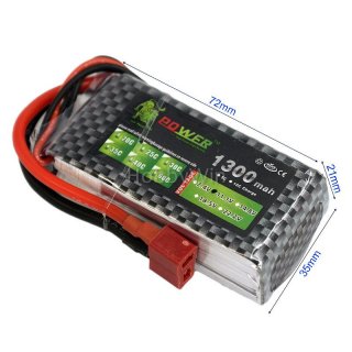 11.1V 3S 1300mAh 25C LiPO Battery T plug