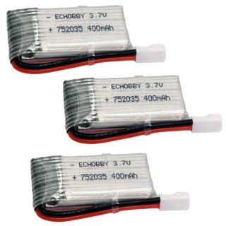 3PCS 3.7V 400mAh 25C LiPo Battery MX2.0 -2P plug