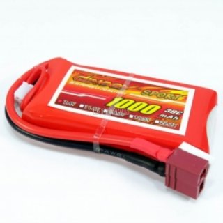 7.4V 2S 1000mAh 30C LiPo Battery T plug