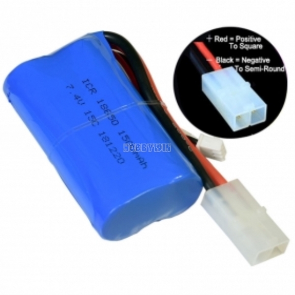 7.4V 2S 1500mAh 15C Li-Ion Battery Big Tamiya female plug