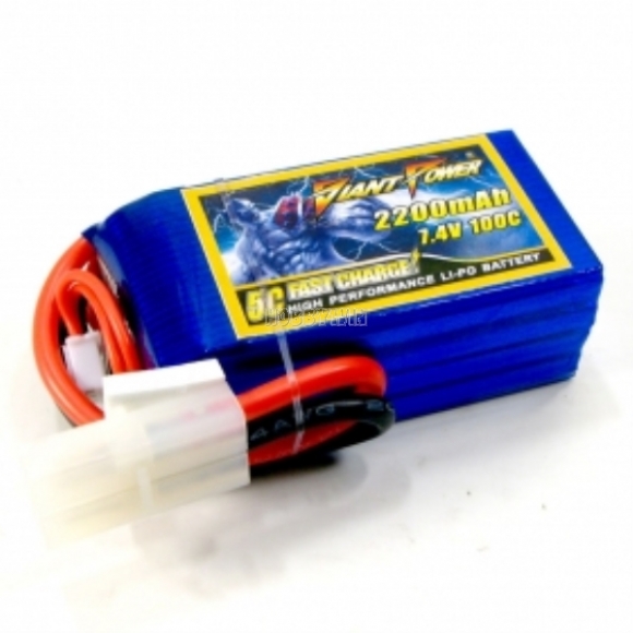 7.4V 2S 2200mAh 100C LiPo Battery Big Tamiya female plug P- TO- S