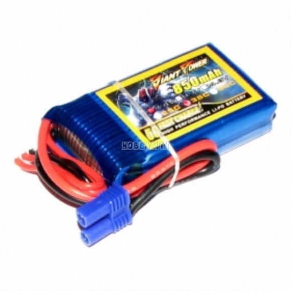 7.4V 2S 850mAh 35C LiPO battery EC2 plug