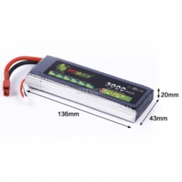 11.1V 3S 3000mAh 25C LiPO battery