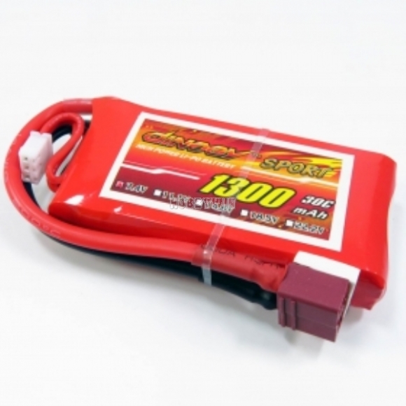 7.4V 2S 1300mAh 30C LiPo Battery T plug