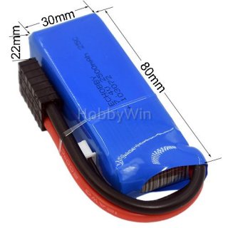 7.4V 2S 2500mAh 25C LiPO Battery TRX plug