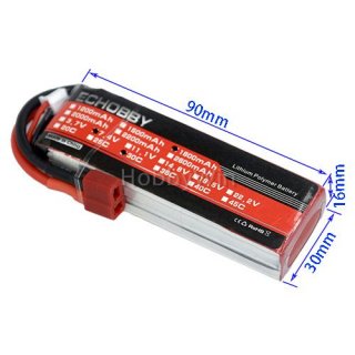 7.4V 2S 1800mAh 30C LiPO Battery T plug