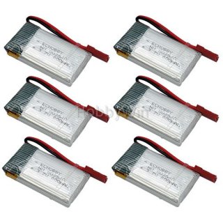 6PCS 3.7V 1S 600mAh 20C LiPO Battery JST plug