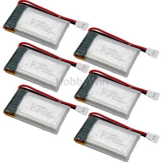 6pcs 3.7V 1S 600mAh 20C LiPO Battery MX2.0 -2P positive plug