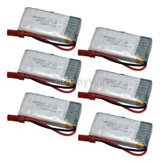 6pcs 3.7V 1S 650mAh 20C LiPO Battery JST plug