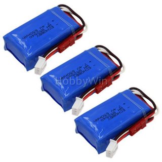 3pcs 7.4V 2S 650mAh 20C LiPO Battery JST plug