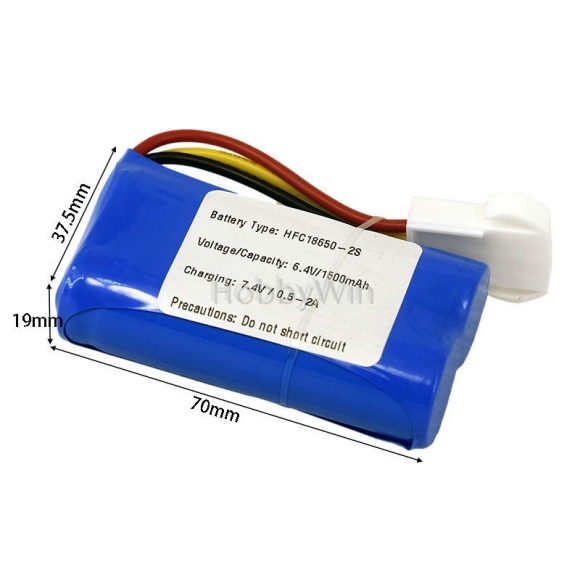 6.4V 2S 1500mAh HFC18650 LiFePO Battery EL4.5 3P female reverse plug