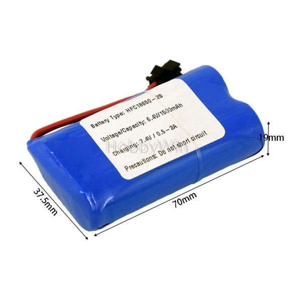 6.4V 2S 1500mAh LiFePO Battery SM2P Positive Male Plug