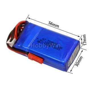 7.4V 2S 1000mAh 20C LiPO battery JST plug