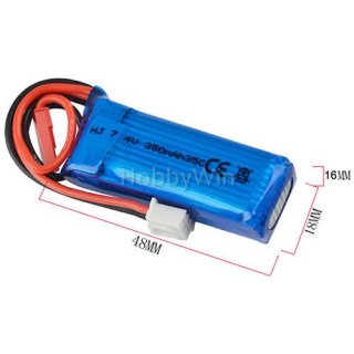 7.4V 2S 350mAh 35C LiPO battery JST plug