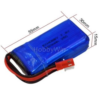 7.4V 2S 850mAh 25C LiPO Battery JST plug