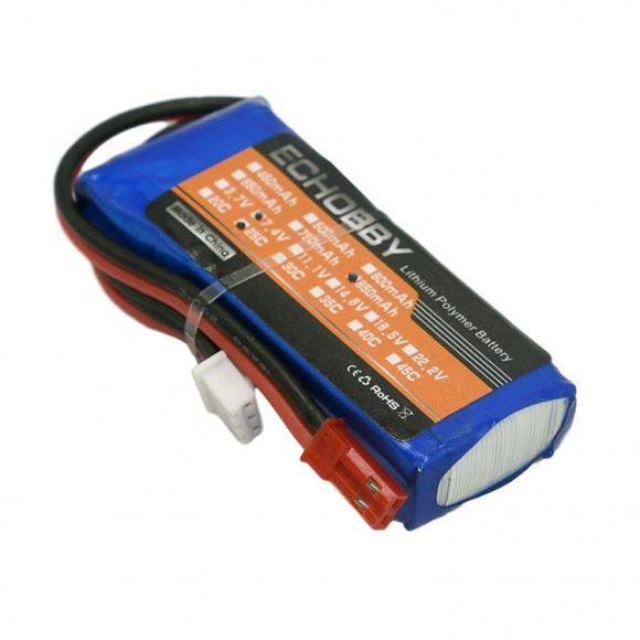 7.4V 2S 800mAh 25C LiPO Battery JST plug