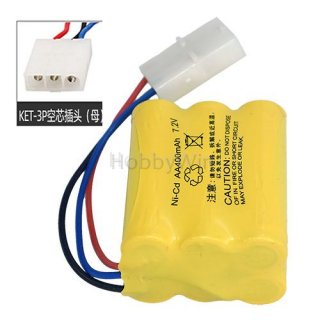 7.2V 400mAh NiCD Battery KET 3P Female Shell +Female Terminals