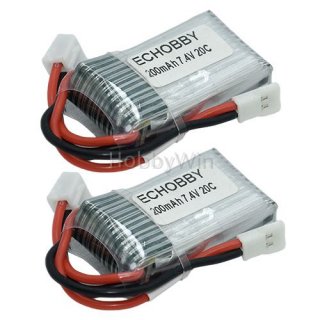 7.4V 2S 200mAh 20C LiPO Battery MX2.0-2P positive plug