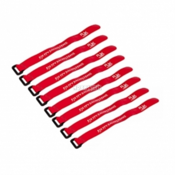 Non-Slip Silicone Battery Strap 250x20mm Red 8pcs